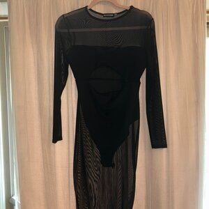 Pretty Little Thing black mesh dress bodysuit